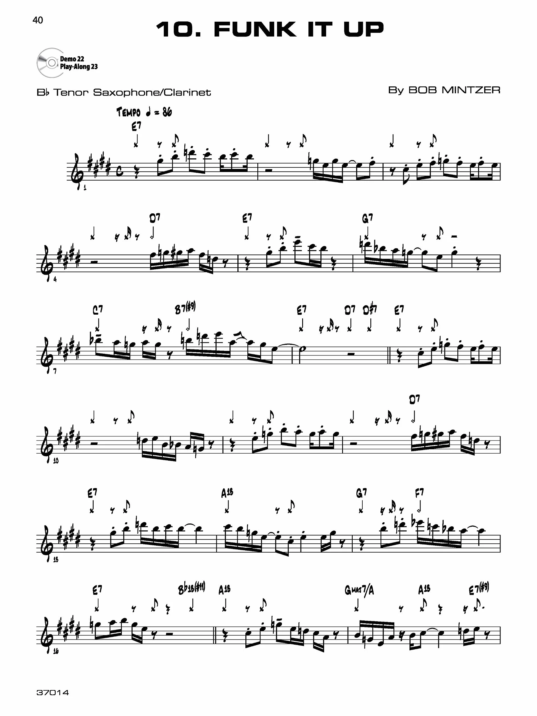 12 Medium-Easy Jazz, Blues & Funk Etudes: B-Flat Tenor Saxophone: B-Flat Clarinet and Soprano Saxophone: B-Flat Instruments, Book & CD (Belwin Play-Along)