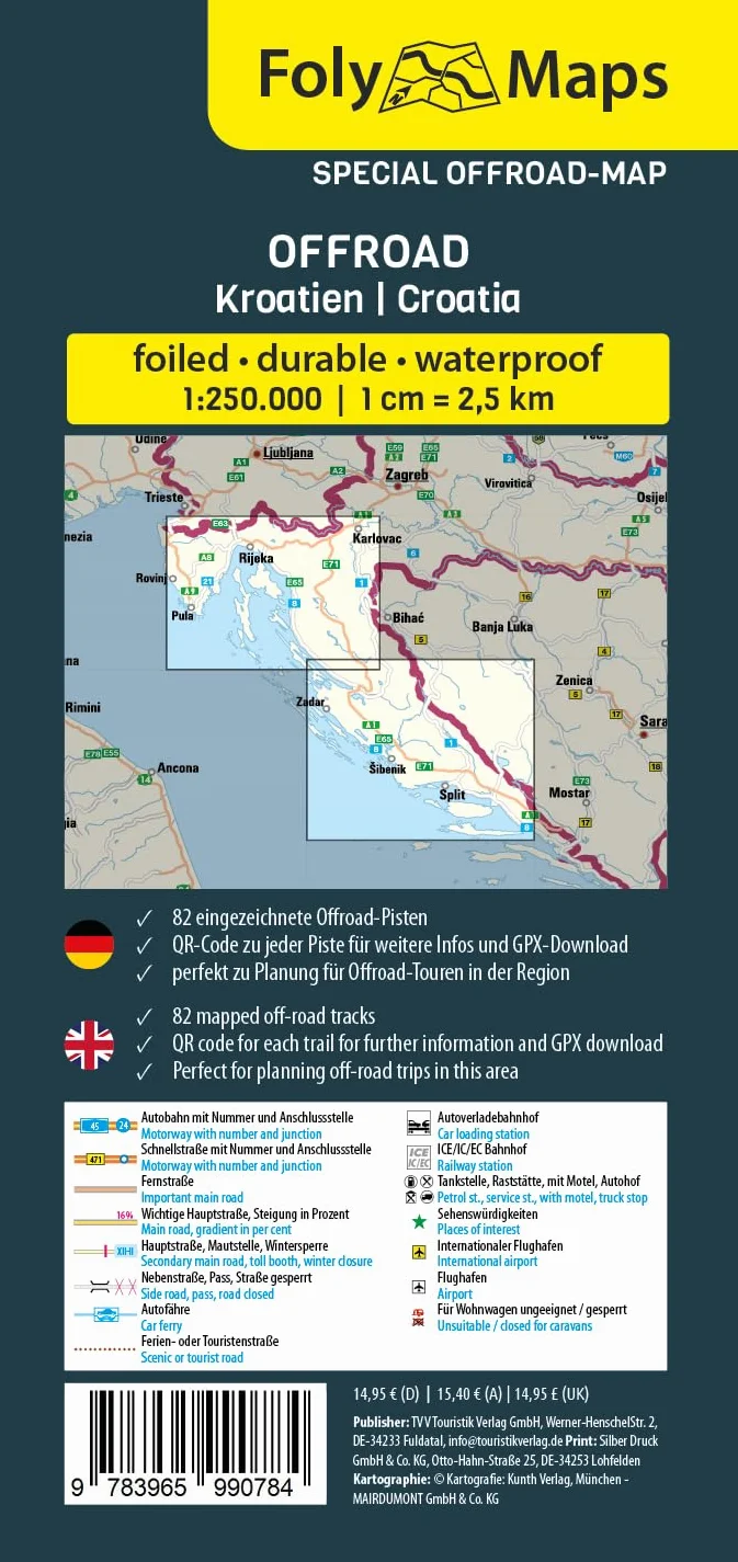 FolyMaps OFFROAD Croatia 1:250 000: Special map with over 80 off-road tracks