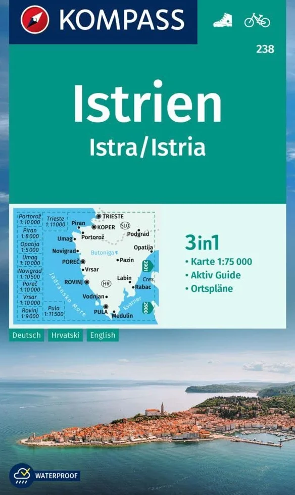 238 istrien istra istria: 3in1 Wanderkarte mit Aktiv Guide und Ortsplänen. Fahrradfahren.