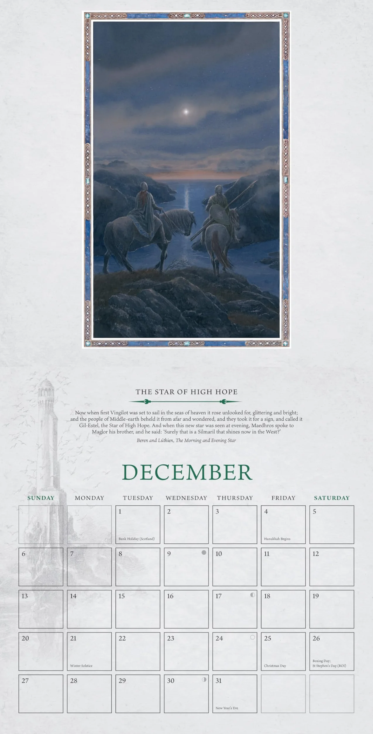 Tolkien Calendar 2026: The Great Tales of Middle-earth