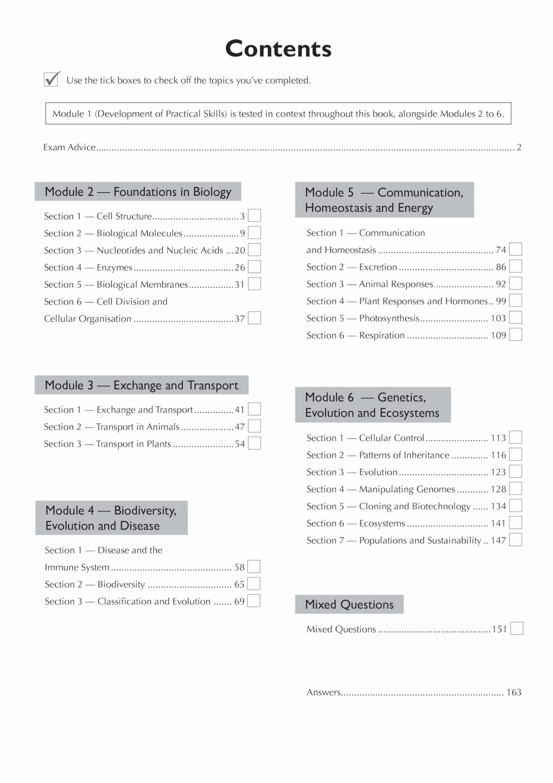 A-Level Biology: OCR A Year 1 & 2 Exam Practice Workbook includes Answers