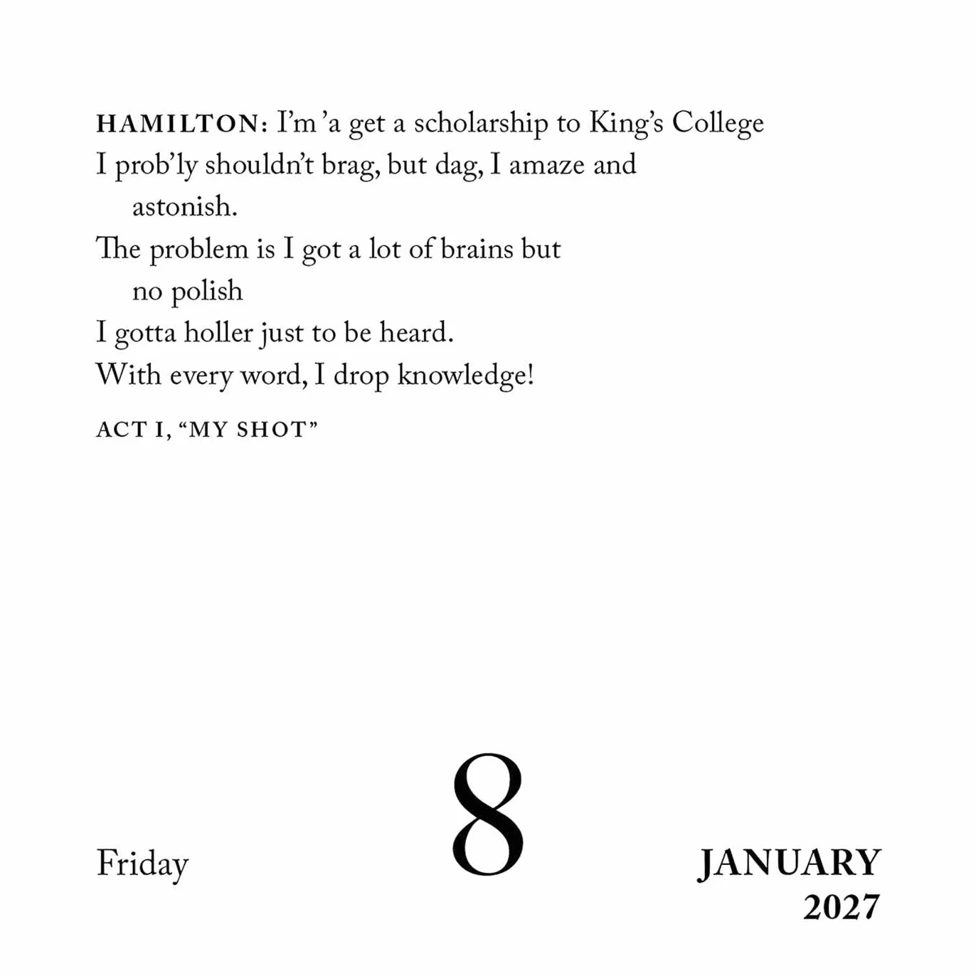 Hamilton 2027: Original Universe Publishing-Tagesabreißkalender [Kalendar]